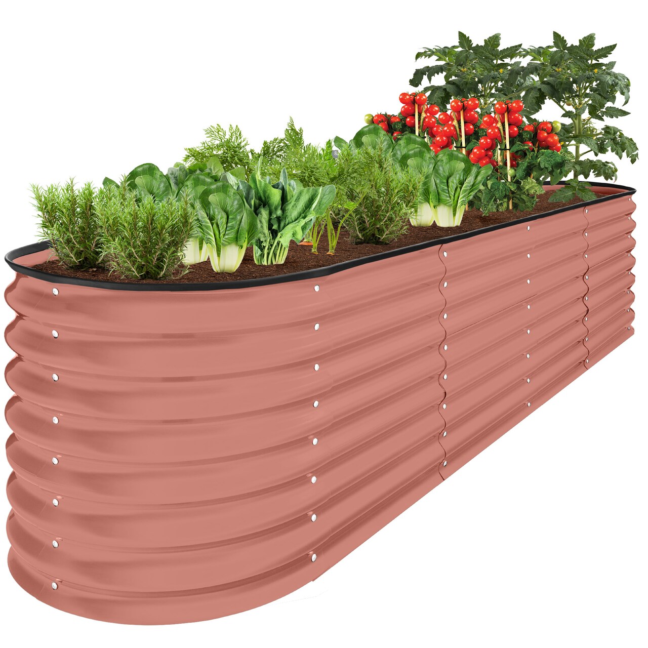 Best Choice Products 8x2x2ft Metal Raised Garden Bed, Oval Outdoor Planter Box w/ 4 Support Bars